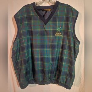 Sunderland Of Scotland St. Andrews V-Neck Wind Vest Tartan Plaid Size Large